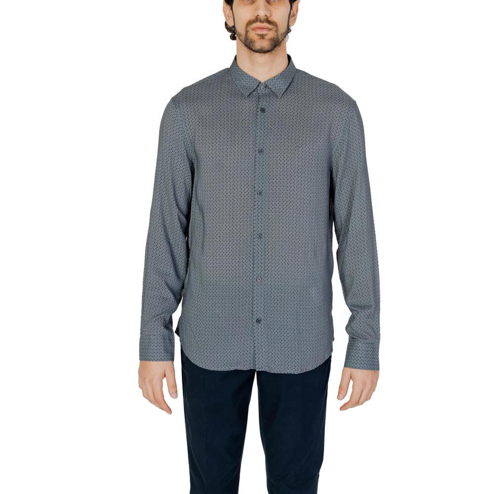 Armani Exchange Gray Viscose Pattern Shirt by Armani Exchange