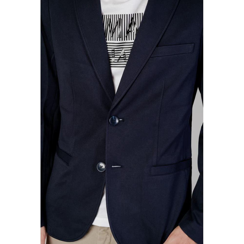 Armani Exchange Blue Viscose Blazer by Armani Exchange