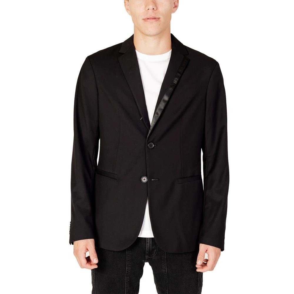 Armani Exchange Black Polyester Blazer by Armani Exchange