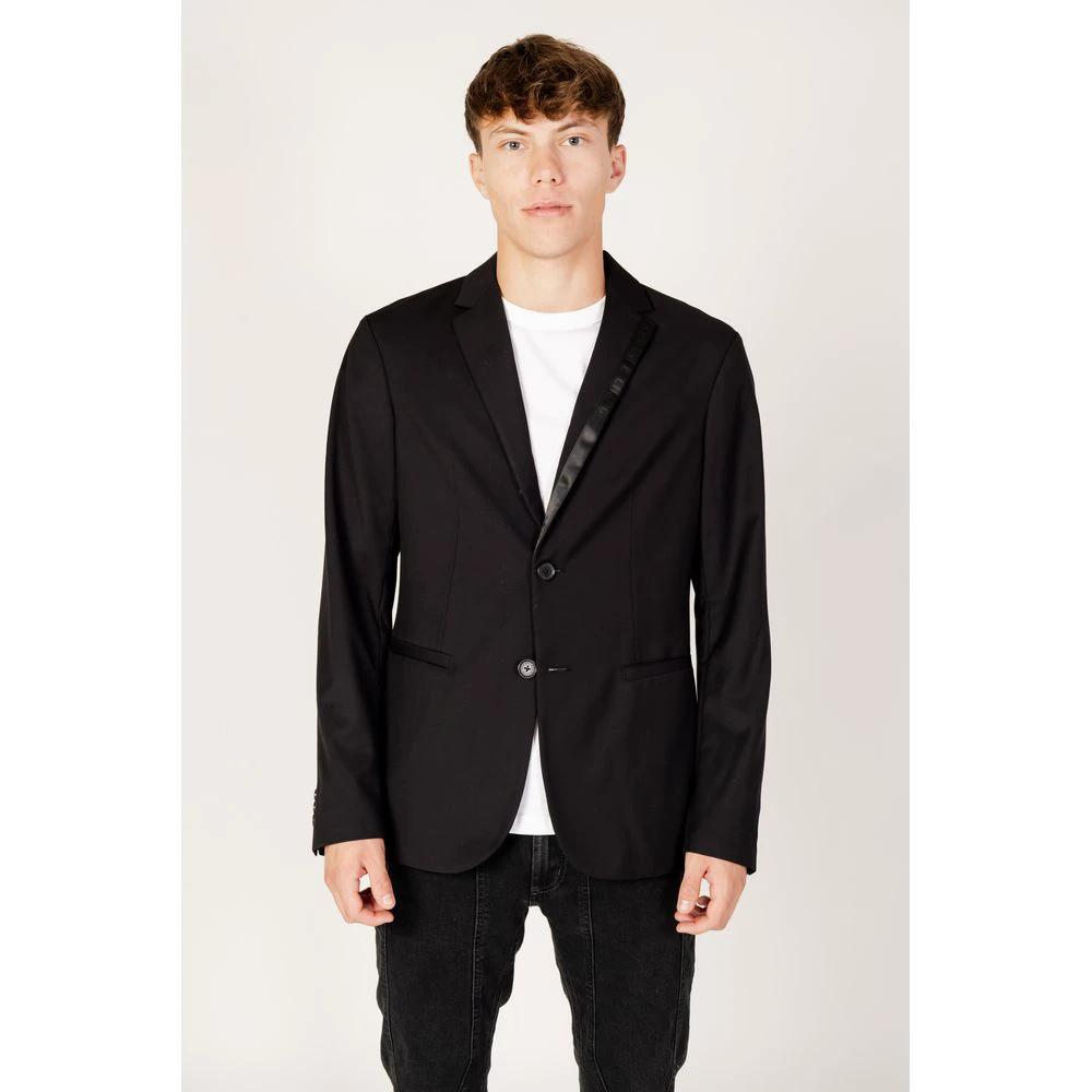 Armani Exchange Black Polyester Blazer by Armani Exchange