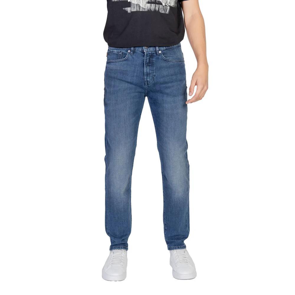Hugo Boss Blue Cotton Relaxed Fit Jeans by Hugo Boss