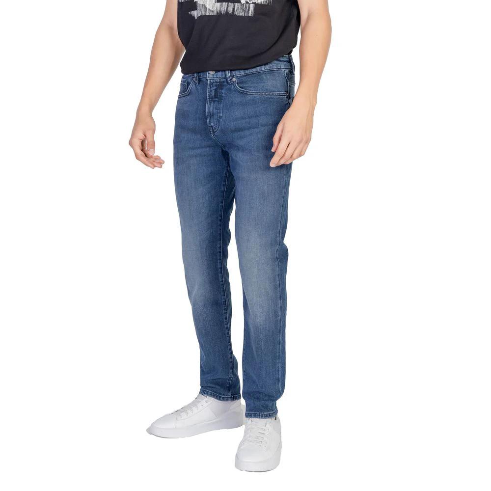 Hugo Boss Blue Cotton Relaxed Fit Jeans by Hugo Boss