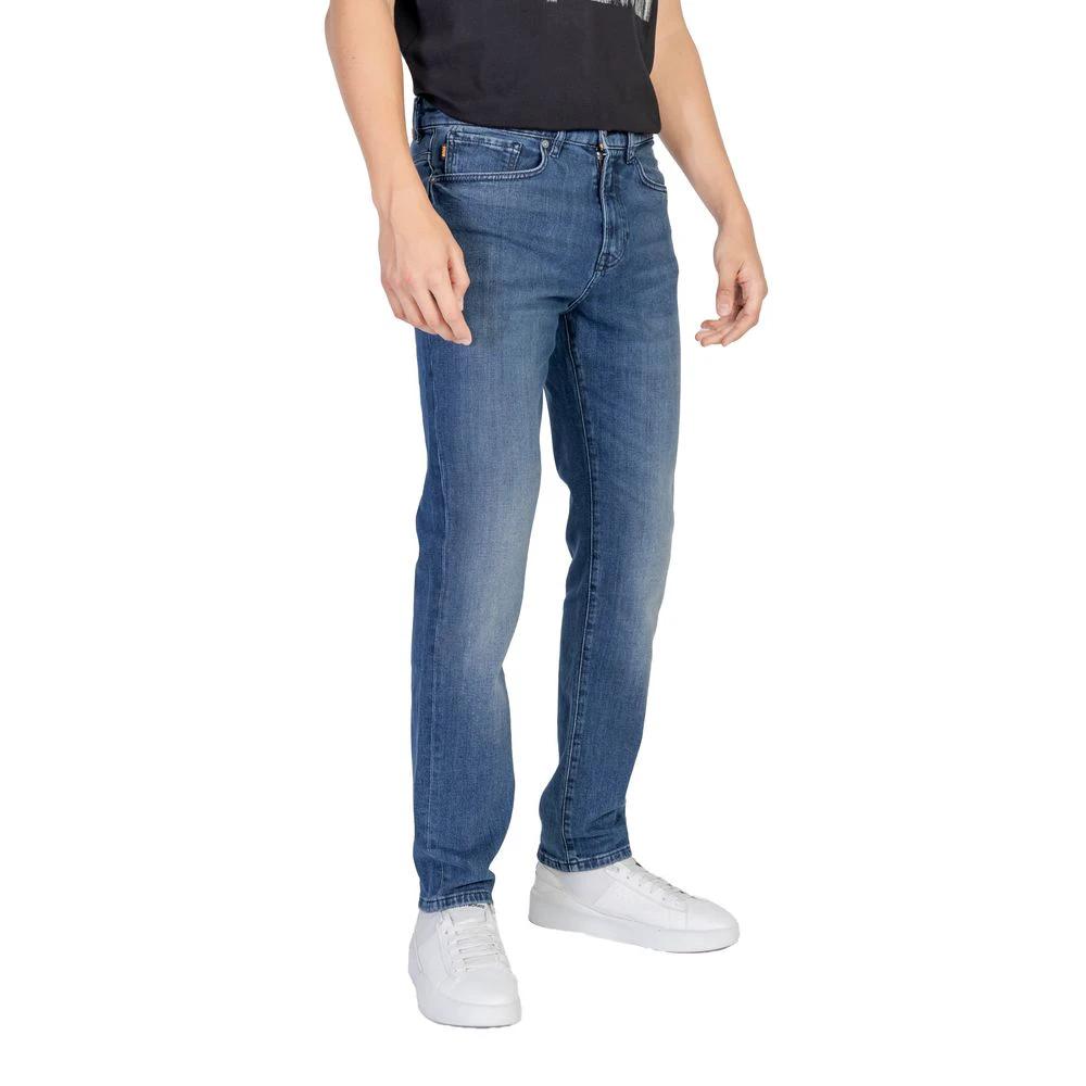 Hugo Boss Blue Cotton Relaxed Fit Jeans by Hugo Boss