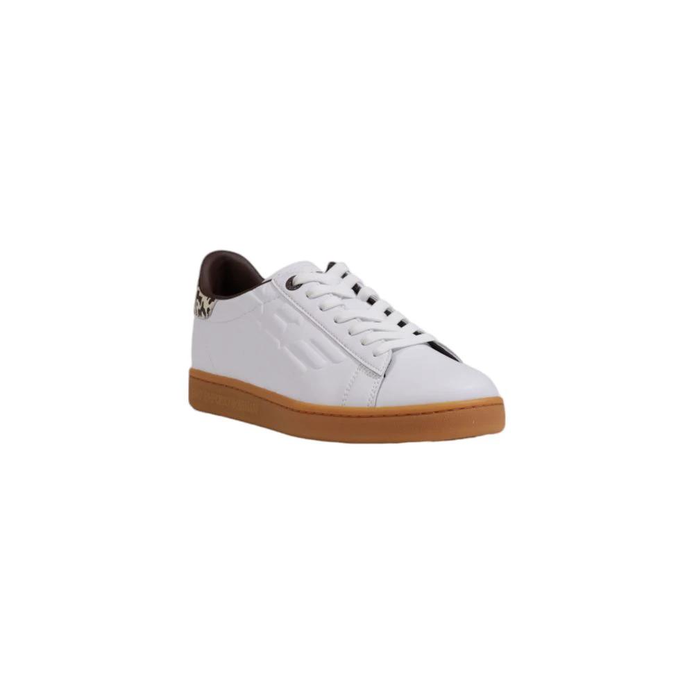 EA7 Emporio Armani Beige Leather Low Top Sneakers by EA7 Emporio Armani