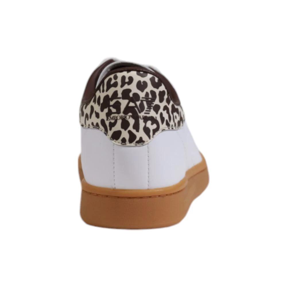 EA7 Emporio Armani Beige Leather Low Top Sneakers by EA7 Emporio Armani