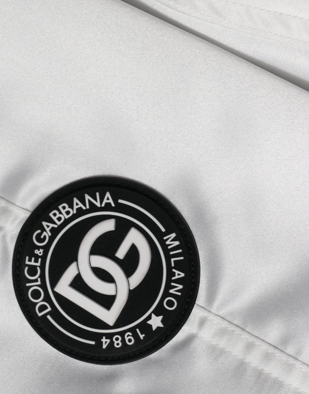 Dolce & Gabbana White Polyester Logo Full Zip Bomber Jacket by Dolce & Gabbana