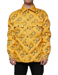 Dolce & Gabbana Yellow Logo Padded Buttoned Blouson Jacket by Dolce & Gabbana