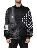 Dolce & Gabbana Black Polka Dot Stripe Nylon Bomber Jacket by Dolce & Gabbana