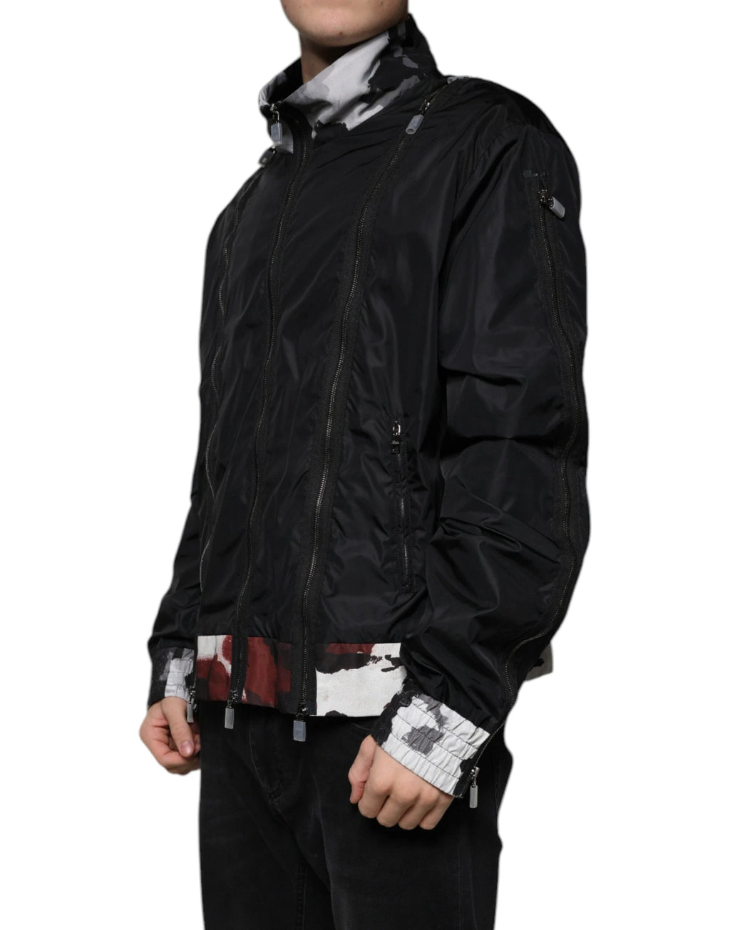 Dolce & Gabbana Black Nylon Full Zip Men Bomber Jacket by Dolce & Gabbana