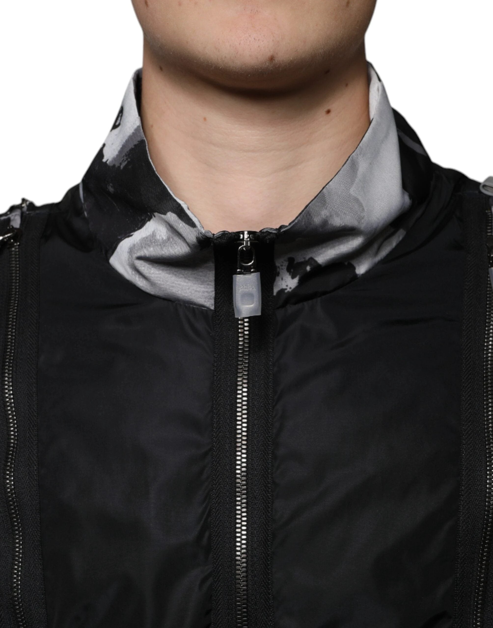Dolce & Gabbana Black Nylon Full Zip Men Bomber Jacket by Dolce & Gabbana