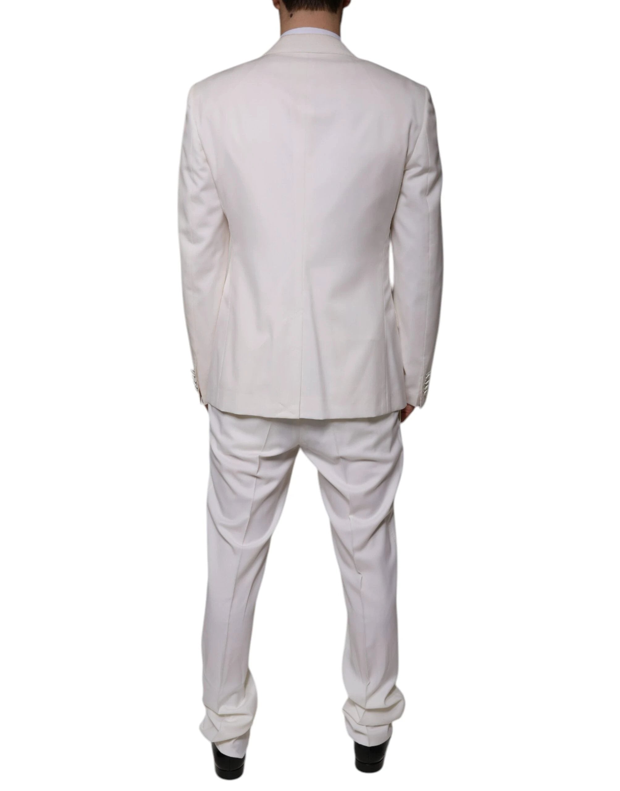 Dolce & Gabbana White Wool Silk 3 Piece SlimFit Formal Suit by Dolce & Gabbana