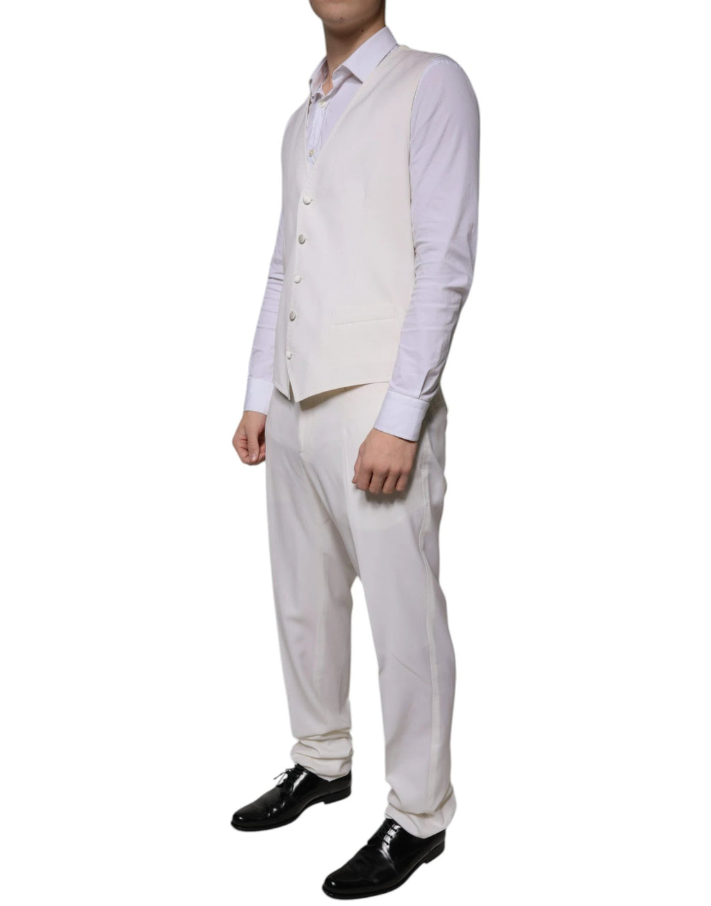 Dolce & Gabbana White Wool Silk 3 Piece SlimFit Formal Suit by Dolce & Gabbana