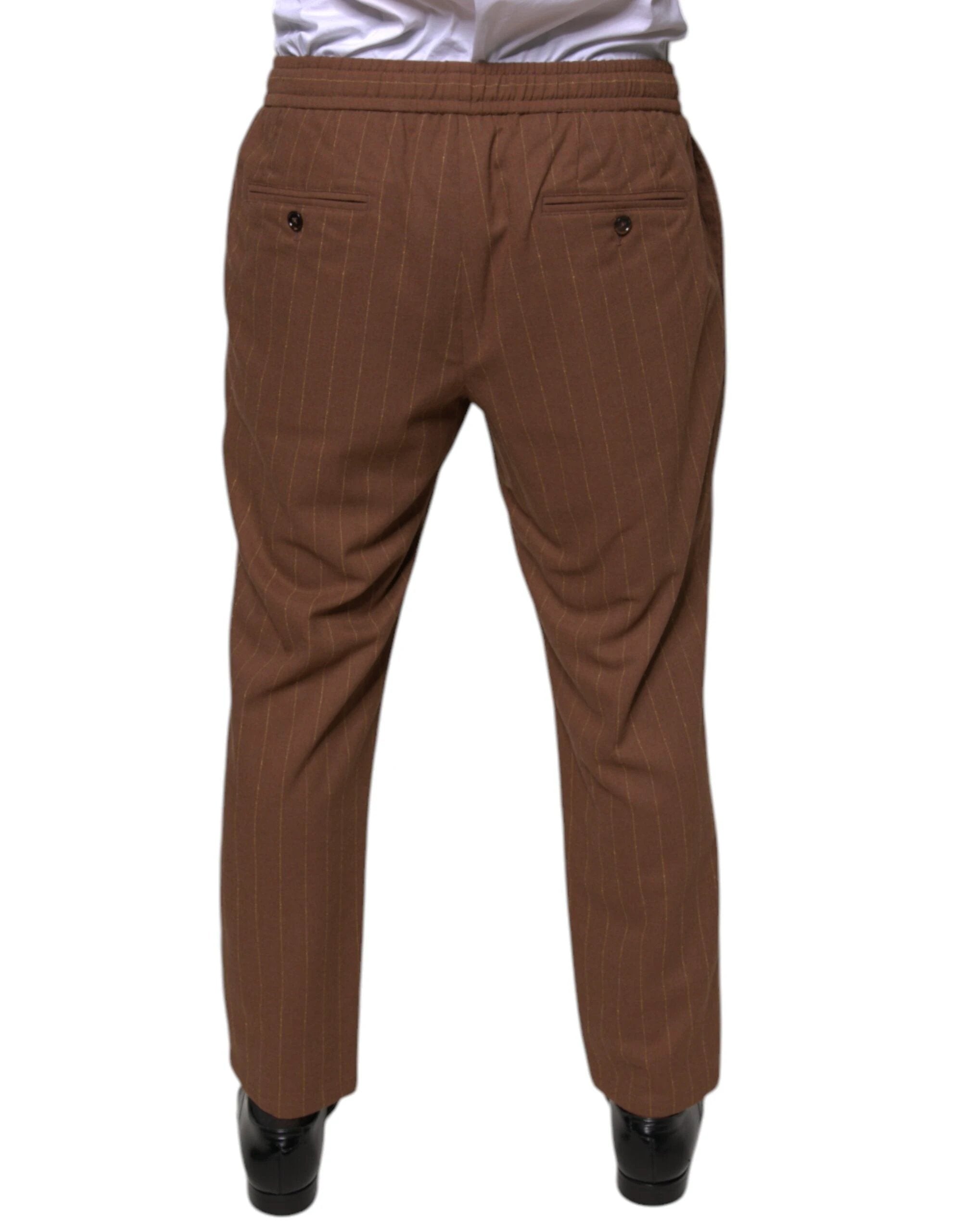 Dolce & Gabbana Brown Stripes Skinny Men Dress Pants by Dolce & Gabbana