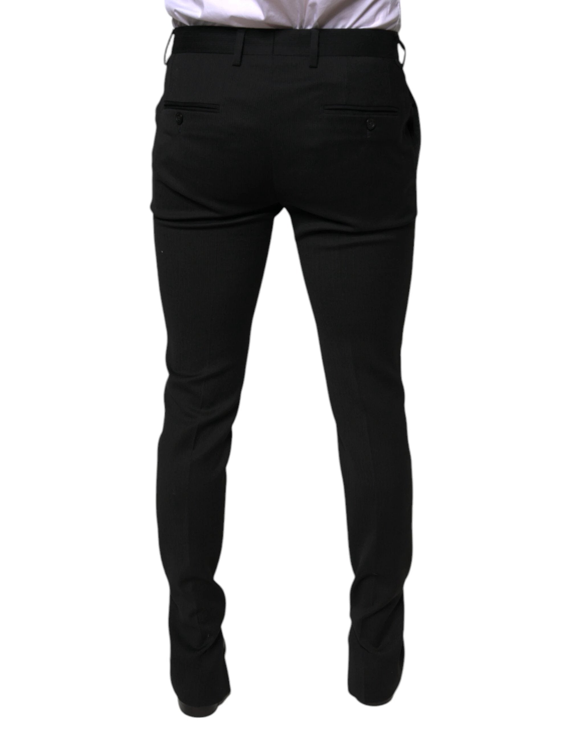 Dolce & Gabbana Black Wool Skinny Formal Dress Pants by Dolce & Gabbana