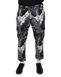 Dolce & Gabbana Gray Banana Leaf Cotton Stretch Capri Pants by Dolce & Gabbana