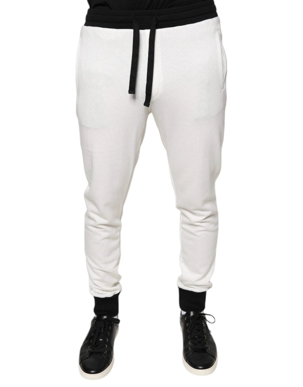 Dolce & Gabbana White Cotton Slim Men Jogger Sweatpants Pants by Dolce & Gabbana
