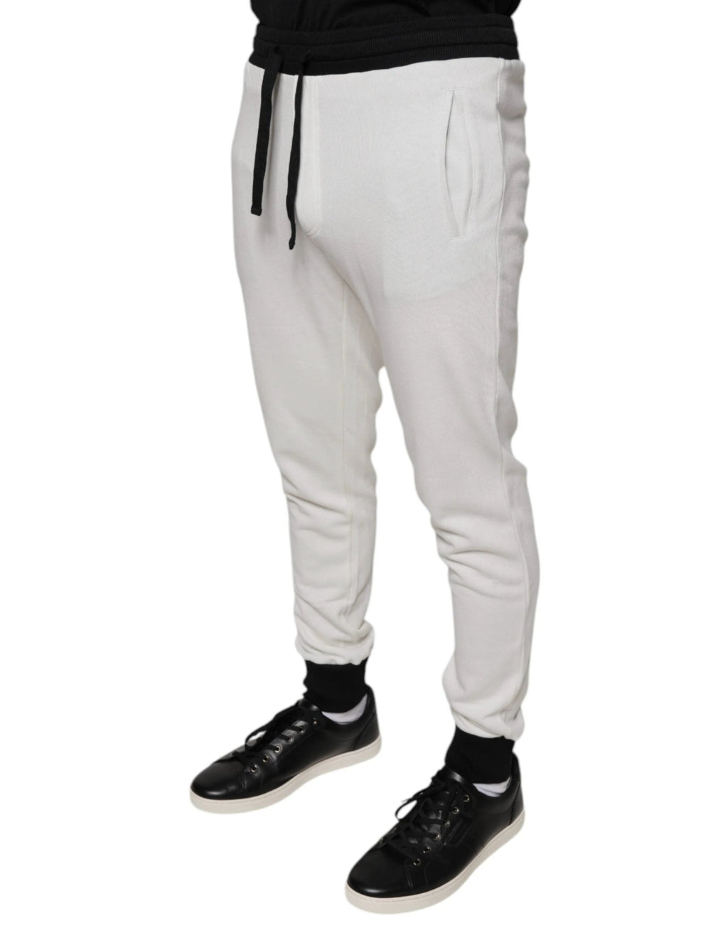 Dolce & Gabbana White Cotton Slim Men Jogger Sweatpants Pants by Dolce & Gabbana