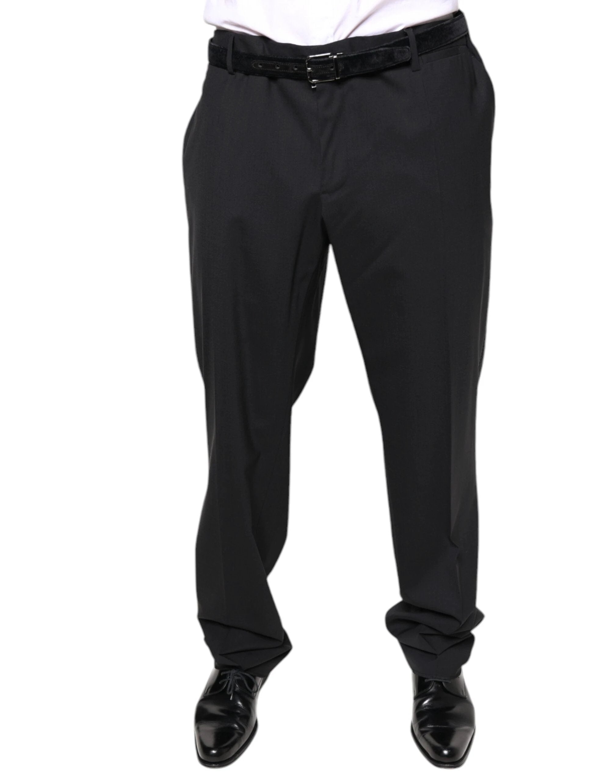 Dolce & Gabbana Black Wool Men Formal Dress Pants by Dolce & Gabbana