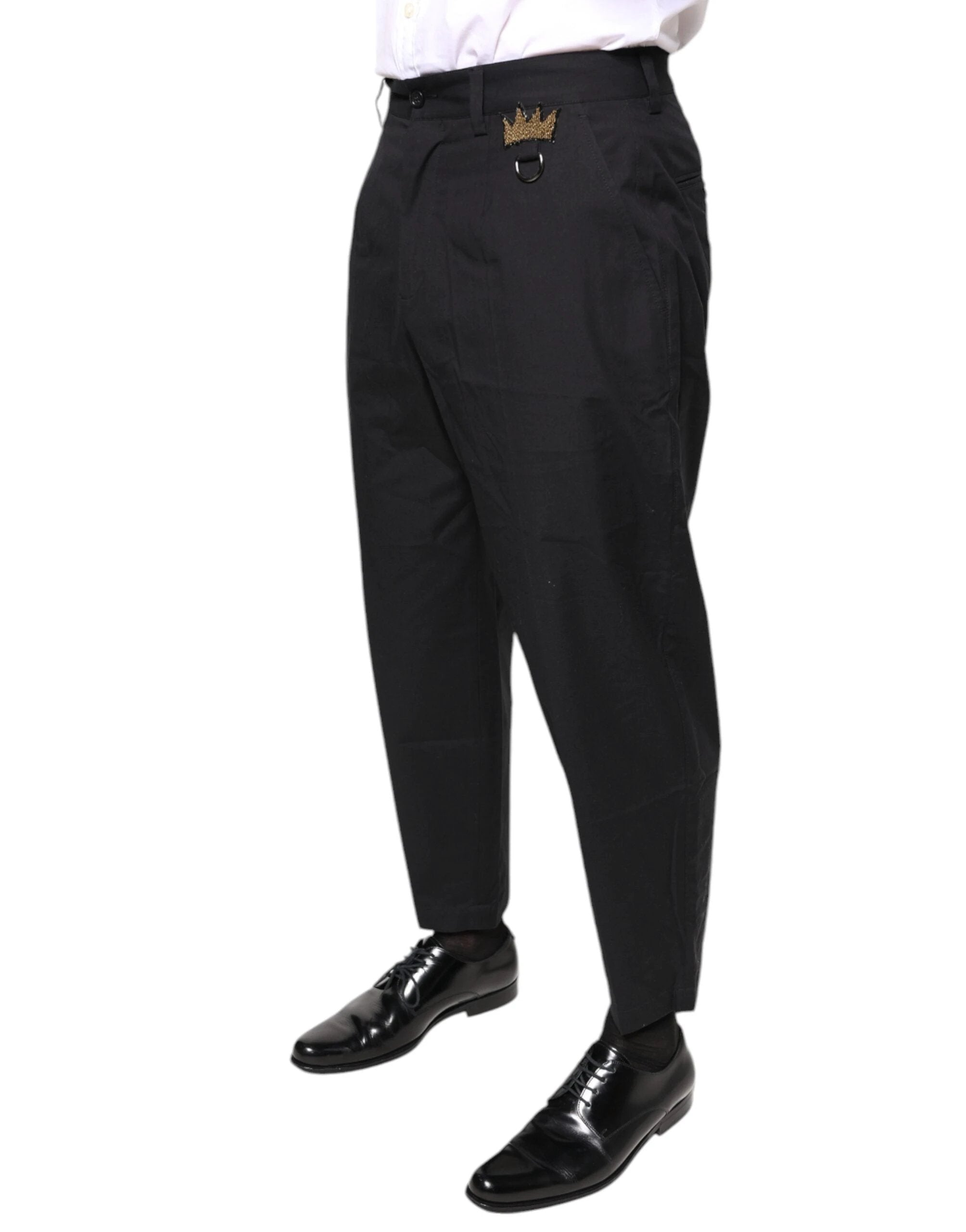 Dolce & Gabbana Black Crown Cotton Dress Pants by Dolce & Gabbana