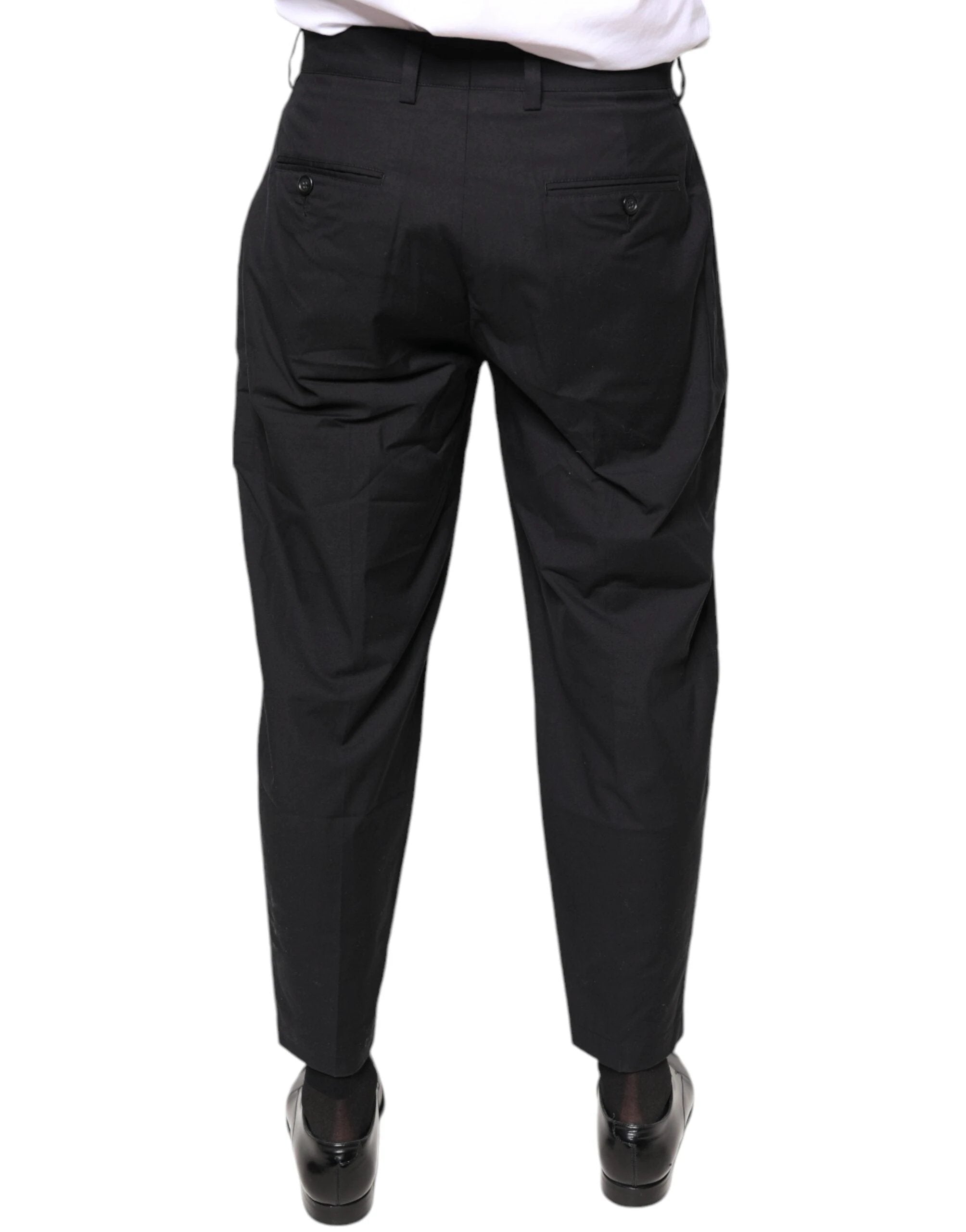 Dolce & Gabbana Black Crown Cotton Dress Pants by Dolce & Gabbana