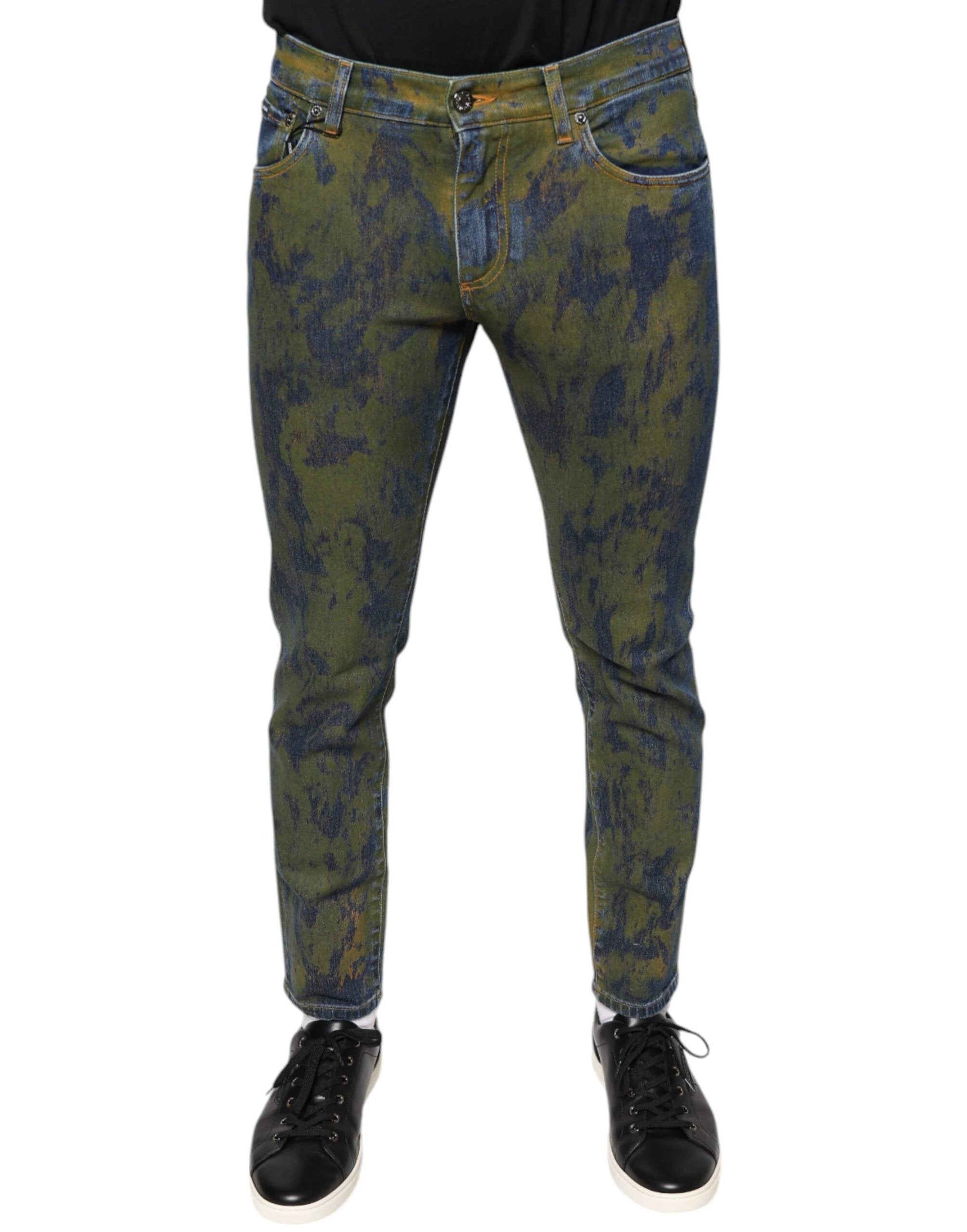 Dolce & Gabbana Blue Cotton Dye Slim Fit Men Denim Jeans by Dolce & Gabbana