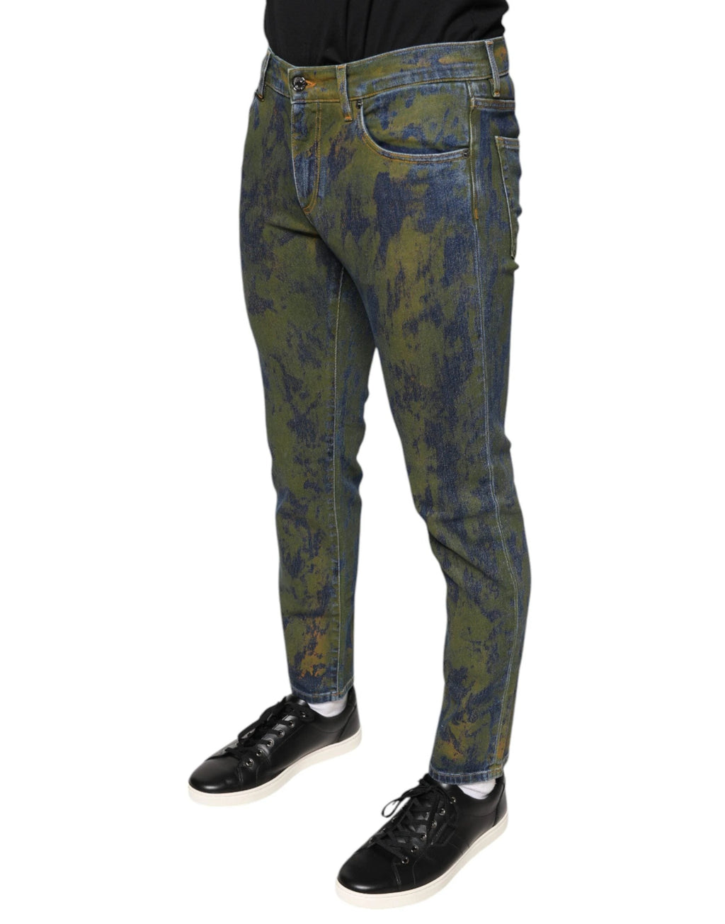 Dolce & Gabbana Blue Cotton Dye Slim Fit Men Denim Jeans by Dolce & Gabbana