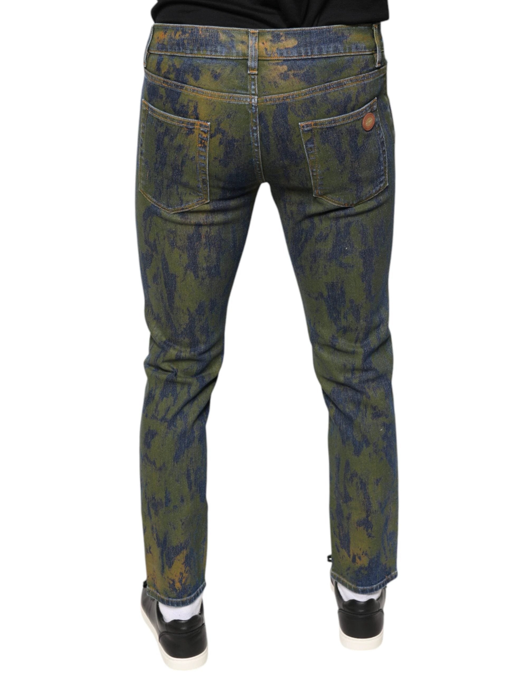 Dolce & Gabbana Blue Cotton Dye Slim Fit Men Denim Jeans by Dolce & Gabbana