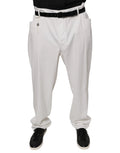 Brunello Cucinelli White Cotton Men Dress Tapered Pants by Brunello Cucinelli