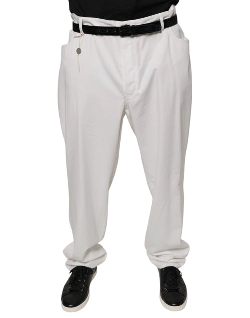 Brunello Cucinelli White Cotton Men Dress Tapered Pants by Brunello Cucinelli