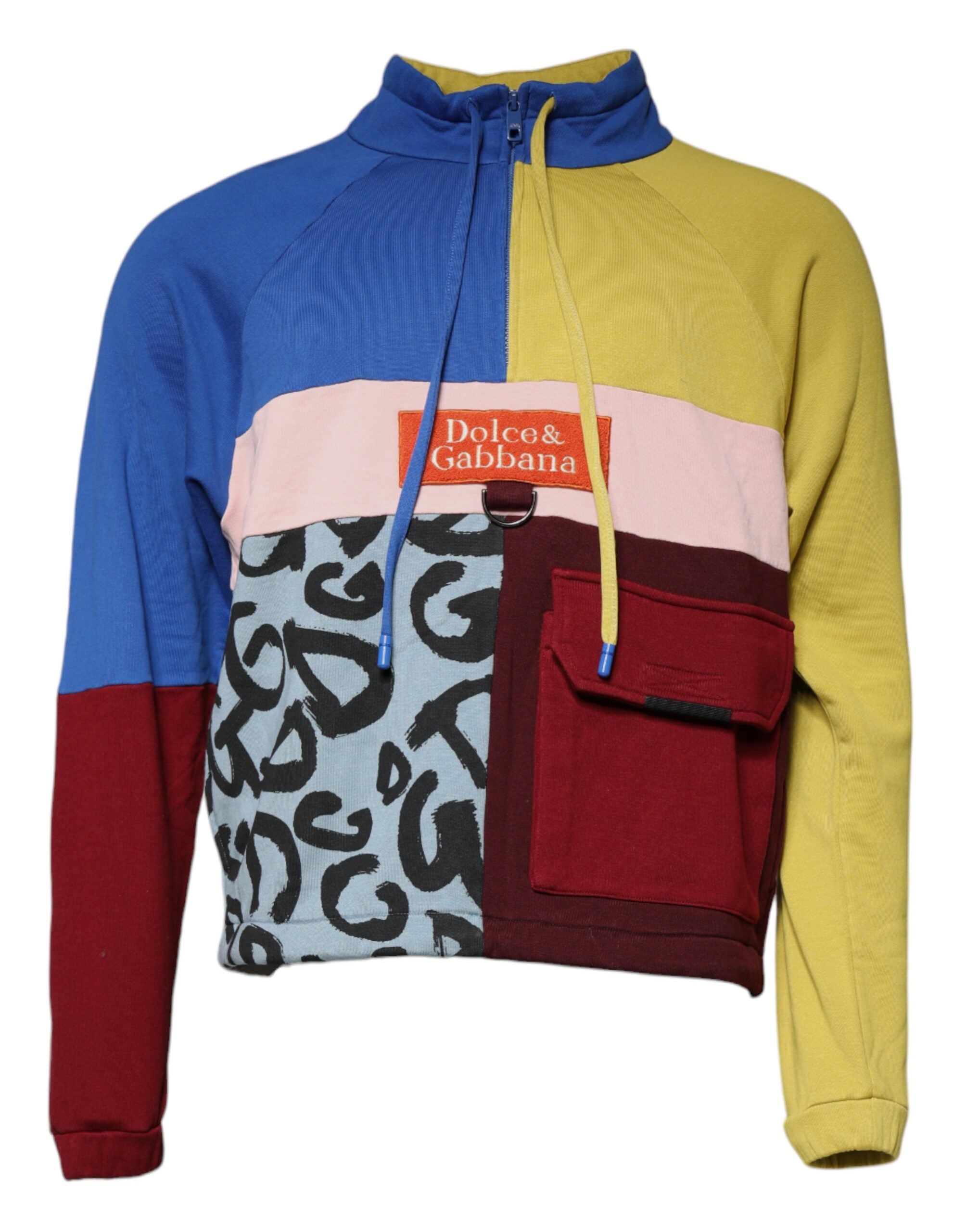 Dolce & Gabbana Multicolor Patchwork Men Sweatshirt Sweater by Dolce & Gabbana