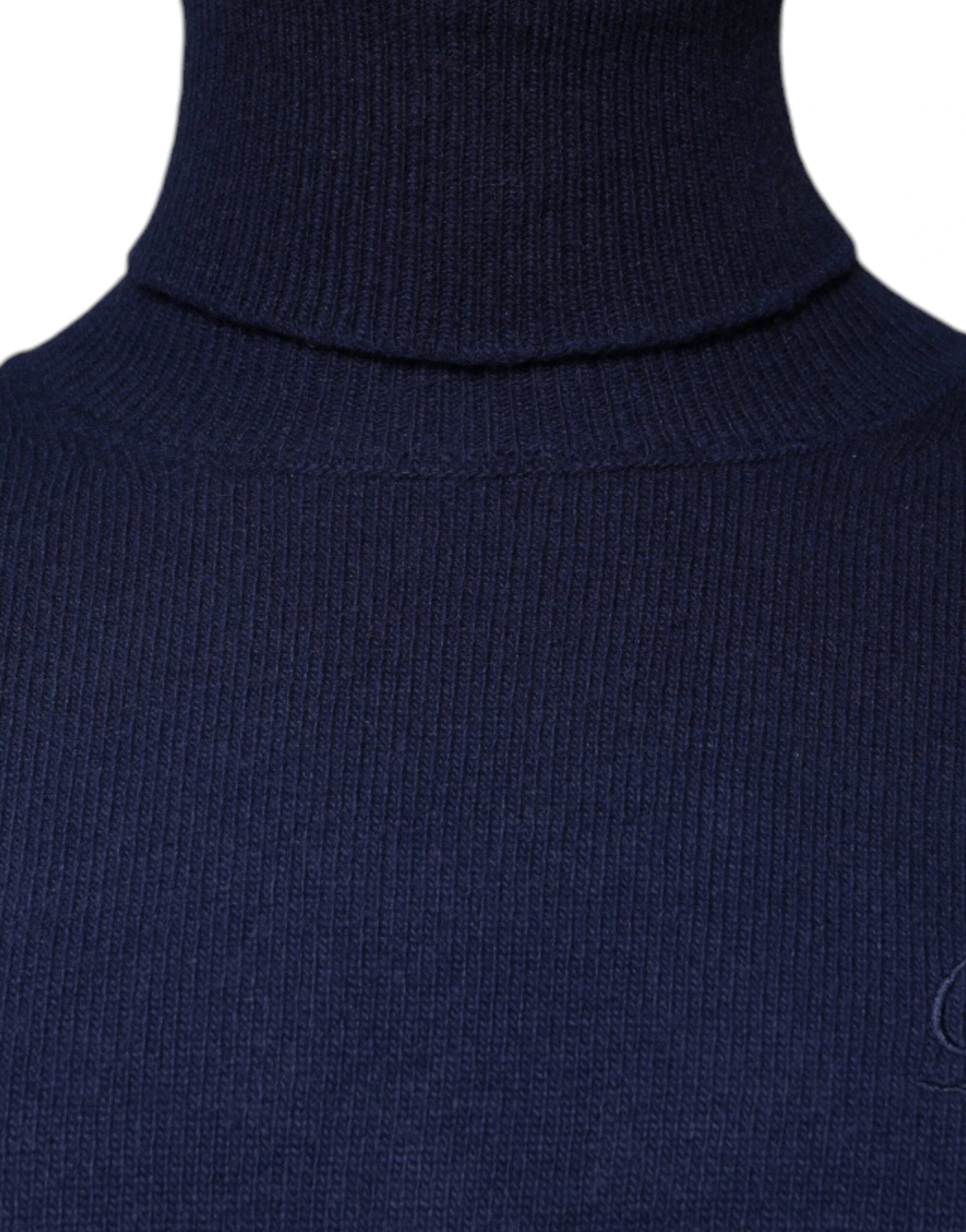 Dolce & Gabbana Blue Wool Knit Turtleneck Pullover Sweater by Dolce & Gabbana