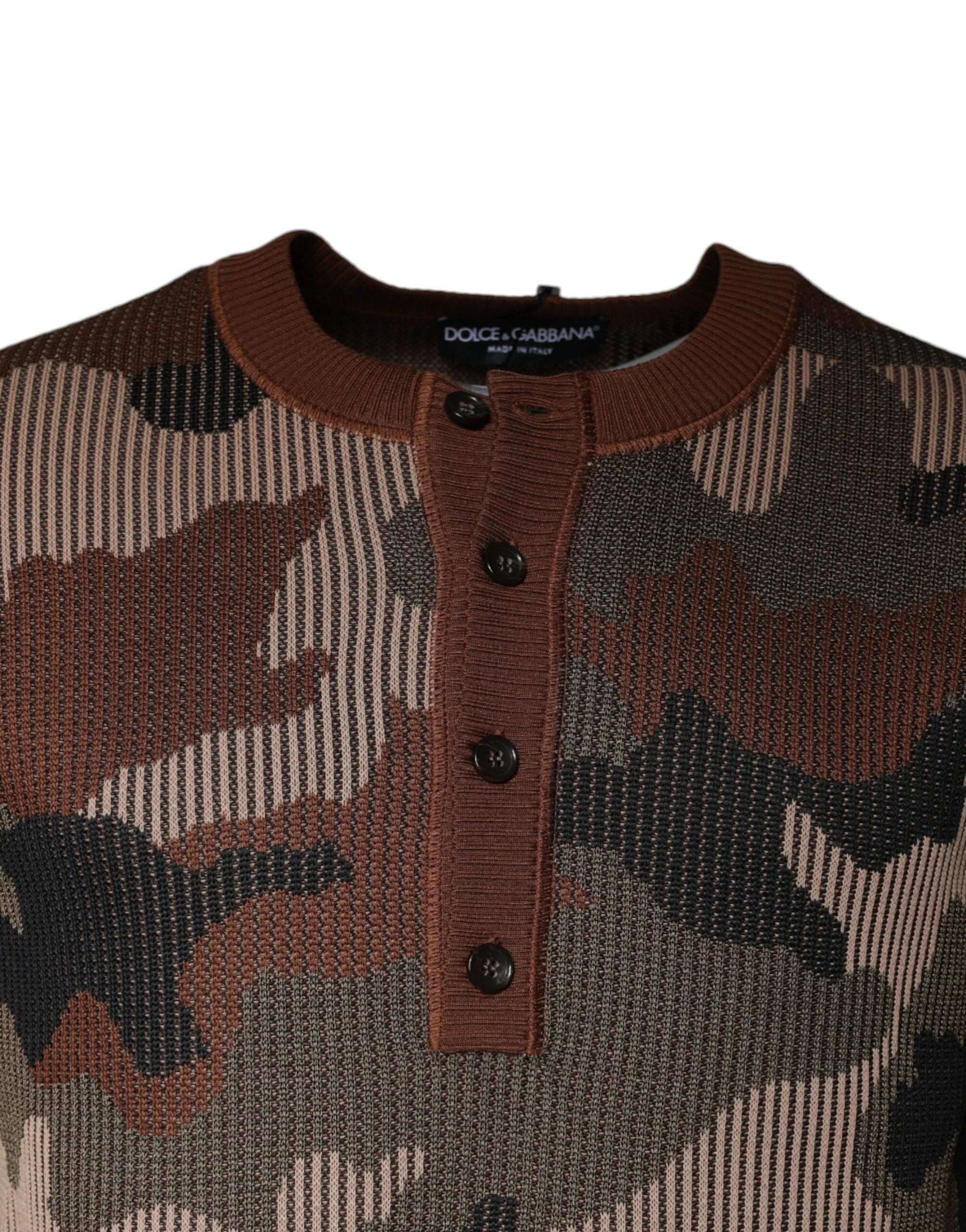 Dolce & Gabbana Multicolor Camouflage Men Pullover Sweater by Dolce & Gabbana