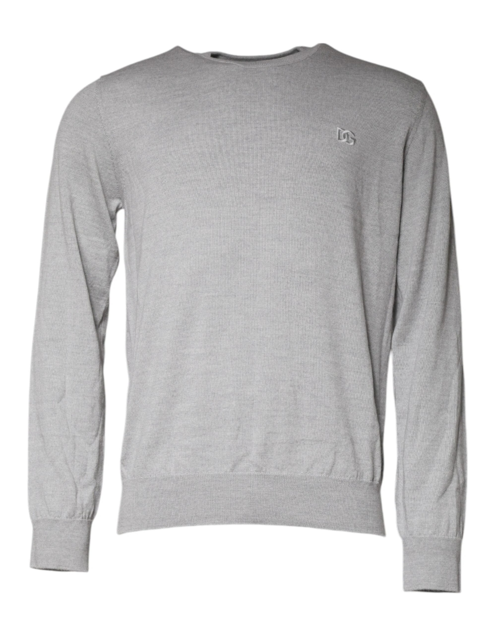 Dolce & Gabbana Light Gray Wool Crew Neck Pullover Sweater by Dolce & Gabbana