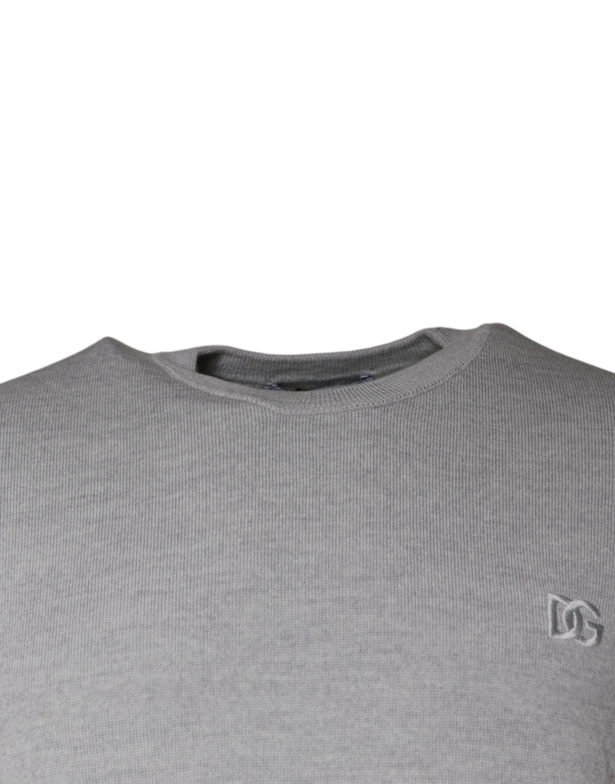 Dolce & Gabbana Light Gray Wool Crew Neck Pullover Sweater by Dolce & Gabbana