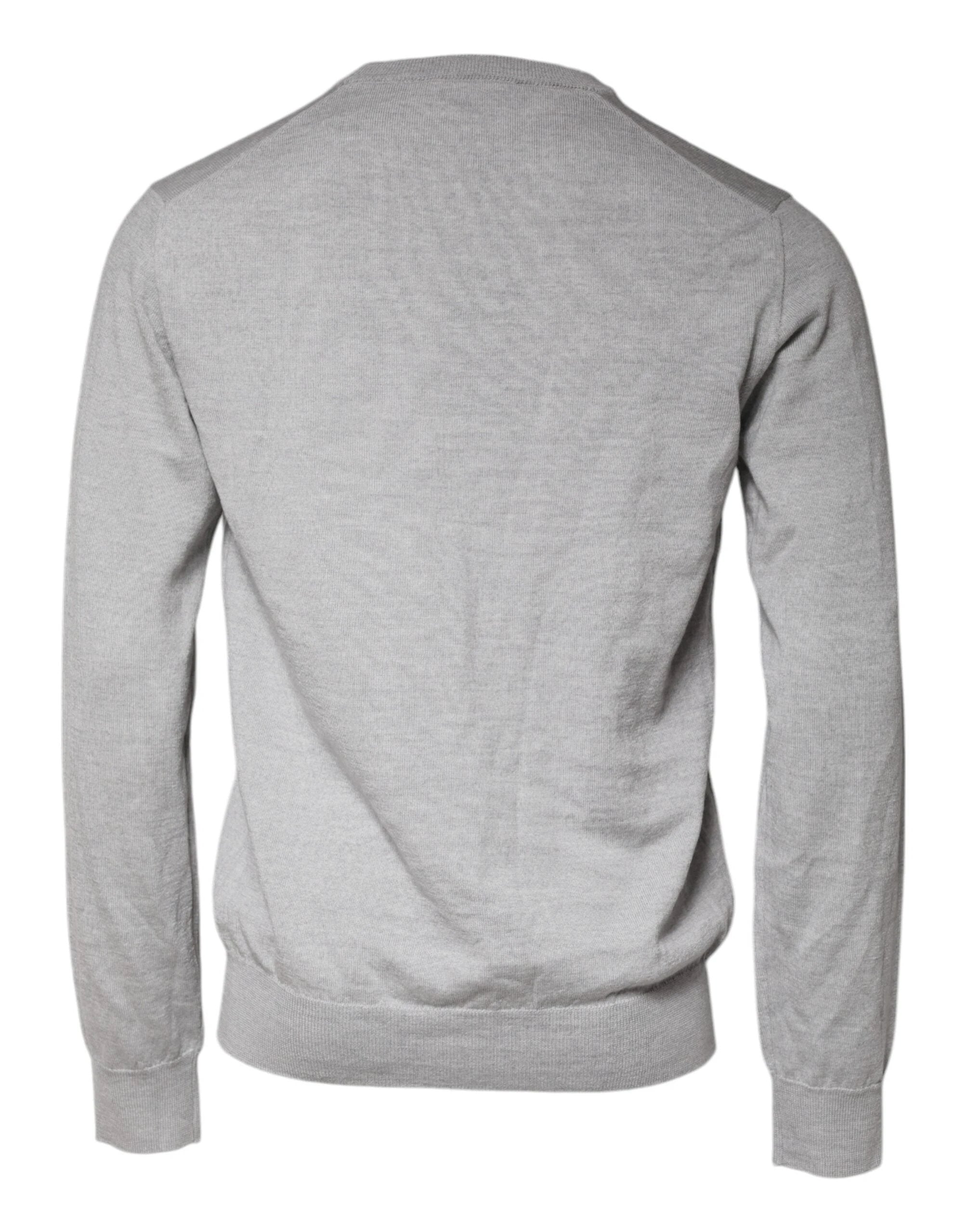 Dolce & Gabbana Light Gray Wool Crew Neck Pullover Sweater by Dolce & Gabbana