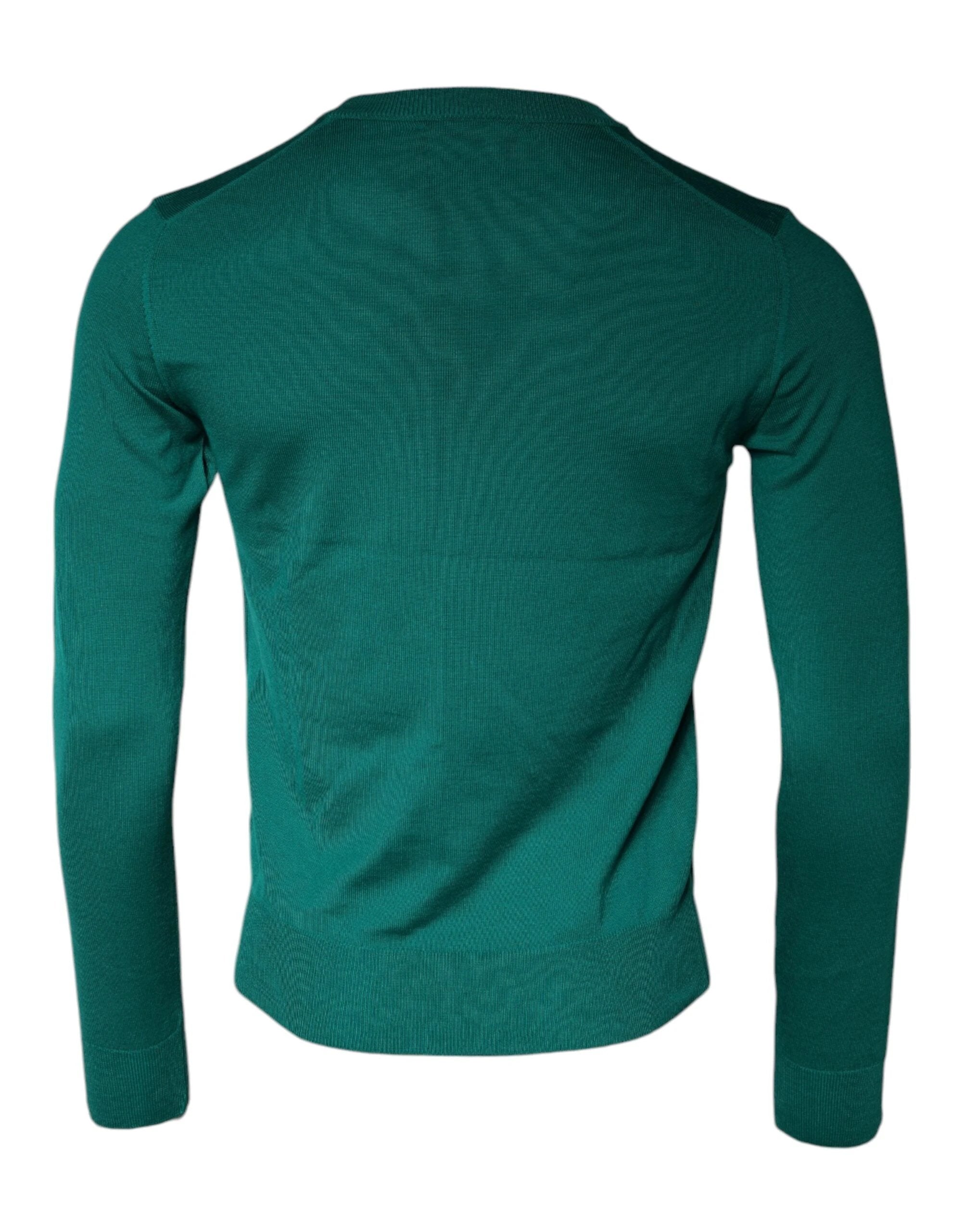Dolce & Gabbana Green Wool Knit Crew Neck Pullover Sweater by Dolce & Gabbana