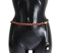 Dolce & Gabbana Red Yellow Leather Crystal Belt by Dolce & Gabbana