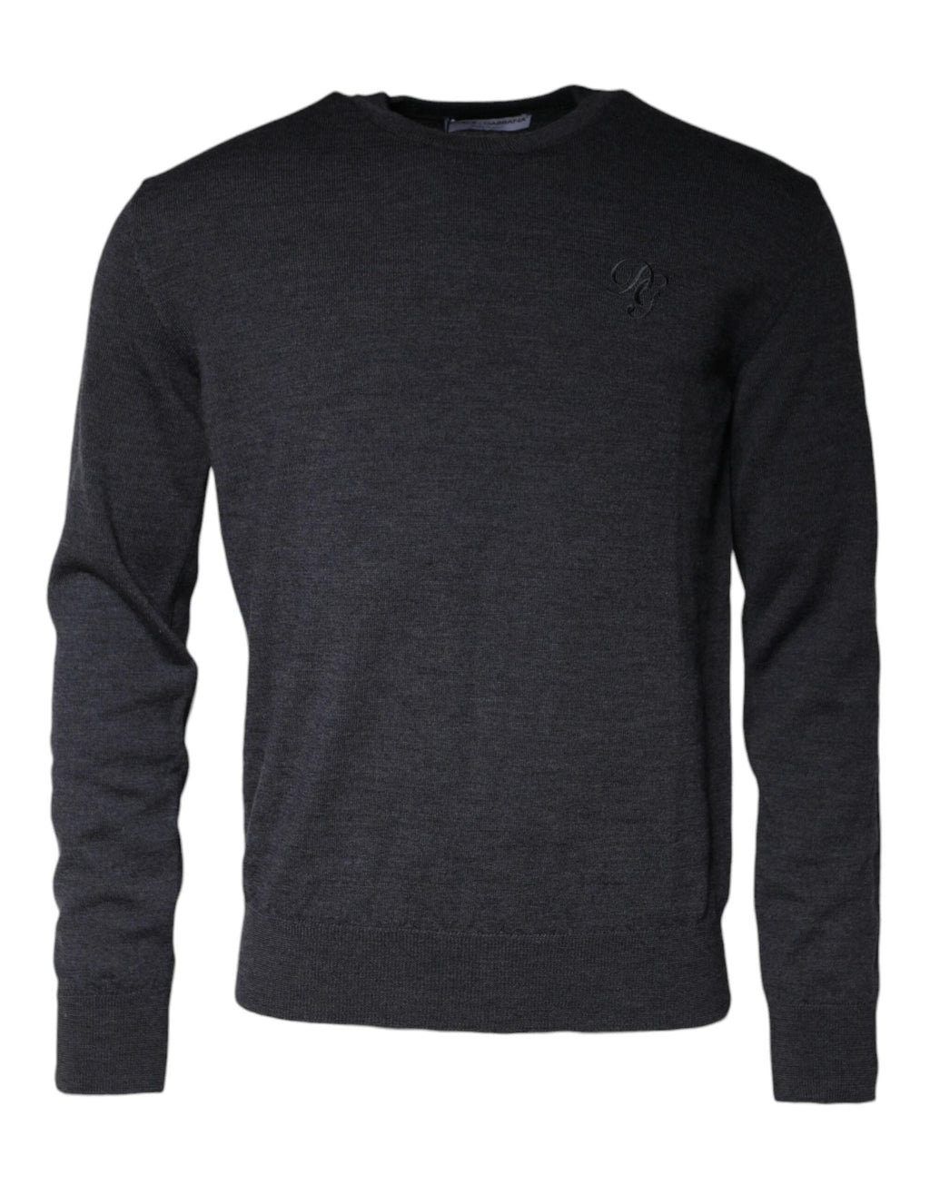 Dolce & Gabbana Dark Gray Wool Crew Neck Pullover Sweater by Dolce & Gabbana