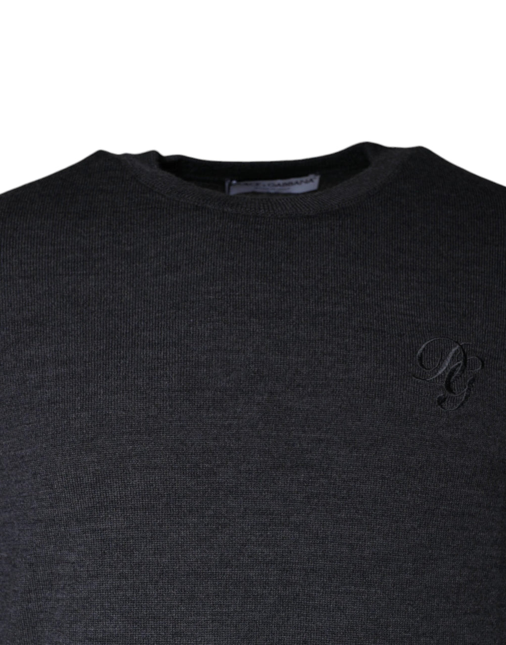 Dolce & Gabbana Dark Gray Wool Crew Neck Pullover Sweater by Dolce & Gabbana