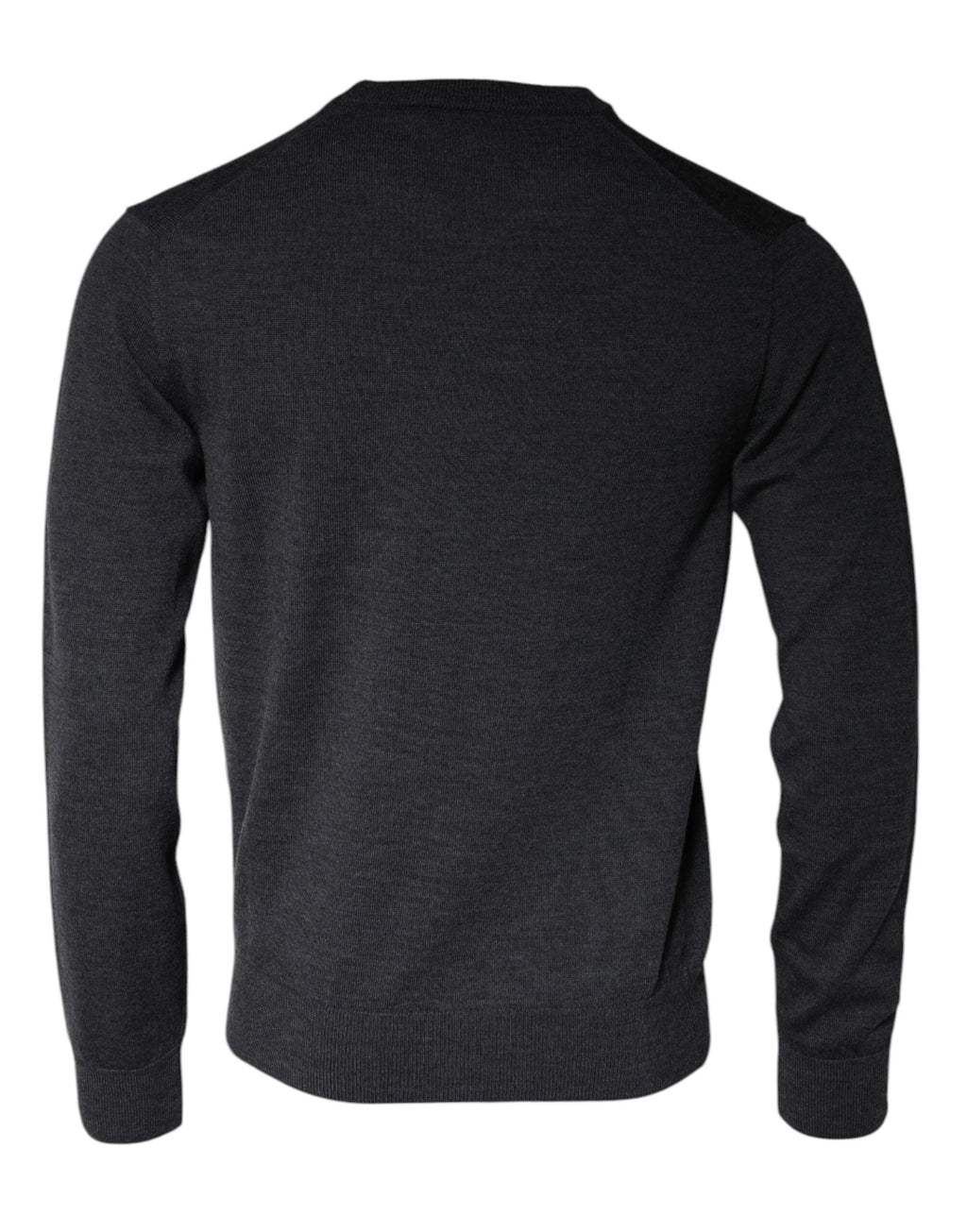 Dolce & Gabbana Dark Gray Wool Crew Neck Pullover Sweater by Dolce & Gabbana