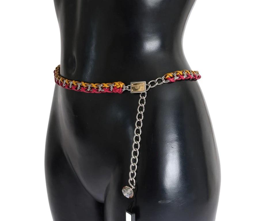 Dolce & Gabbana Red Yellow Leather Crystal Belt by Dolce & Gabbana