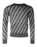 Dolce & Gabbana Gray Stripes Long Sleeve Round Neck Pullover Sweater by Dolce & Gabbana