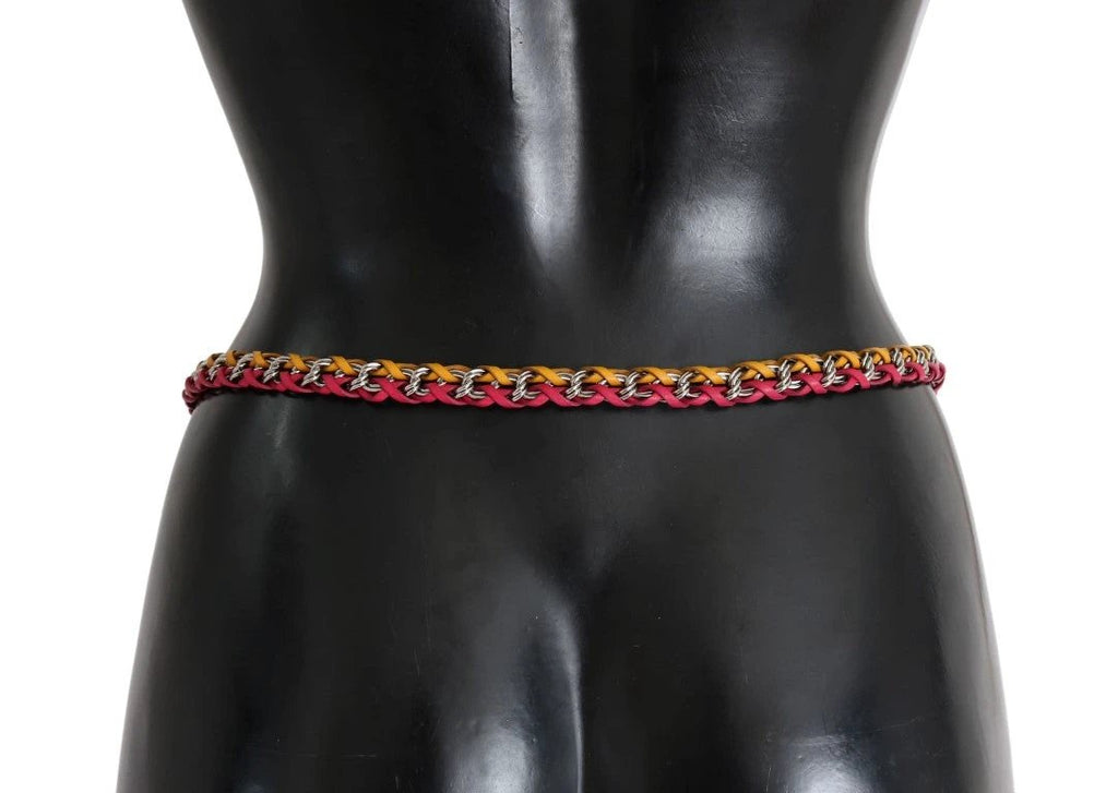 Dolce & Gabbana Red Yellow Leather Crystal Belt by Dolce & Gabbana