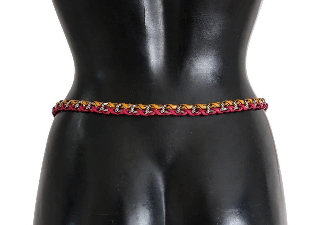 Dolce & Gabbana Red Yellow Leather Crystal Belt by Dolce & Gabbana