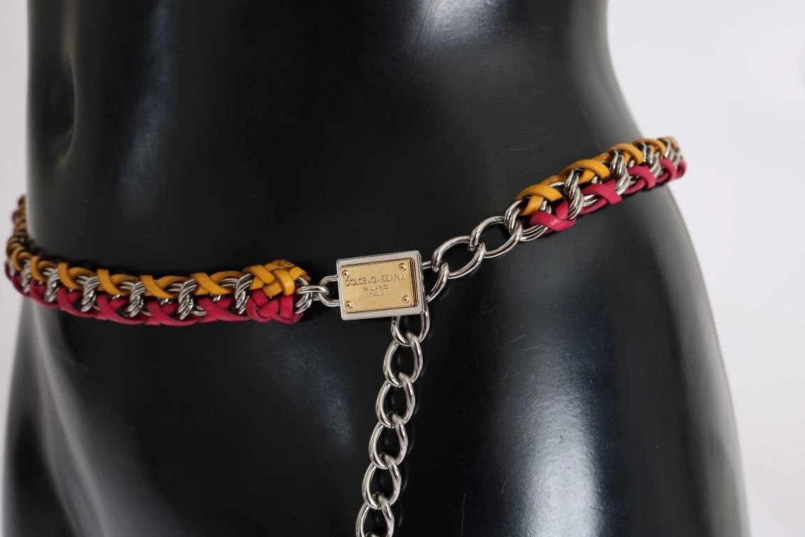 Dolce & Gabbana Red Yellow Leather Crystal Belt by Dolce & Gabbana