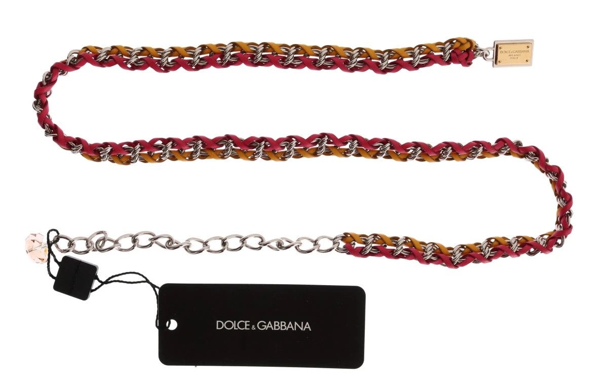 Dolce & Gabbana Red Yellow Leather Crystal Belt by Dolce & Gabbana