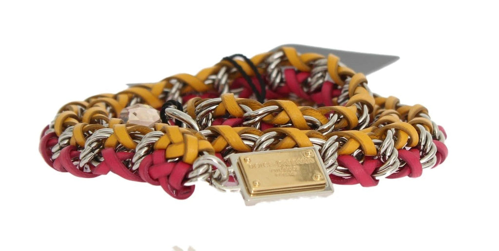Dolce & Gabbana Red Yellow Leather Crystal Belt by Dolce & Gabbana