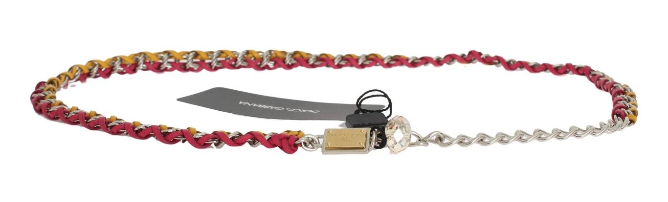 Dolce & Gabbana Red Yellow Leather Crystal Belt by Dolce & Gabbana