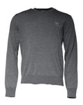 Dolce & Gabbana Dark Gray Wool Crew Neck Pullover Sweater by Dolce & Gabbana
