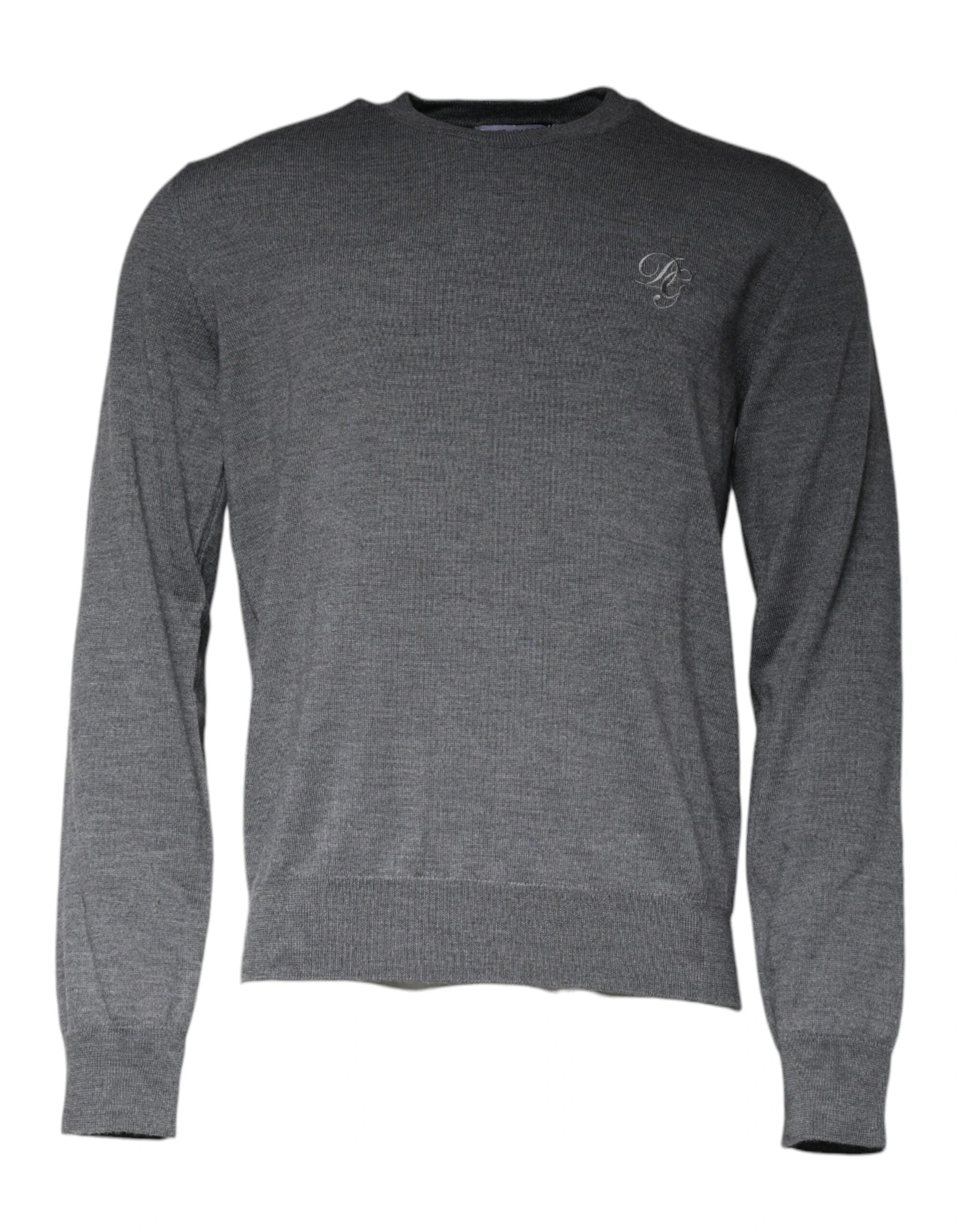 Dolce & Gabbana Dark Gray Wool Crew Neck Pullover Sweater by Dolce & Gabbana